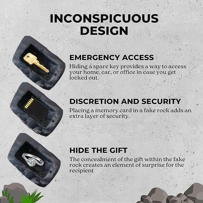 Hidden Outdoor Key Storage Box- Rock